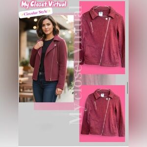 Old Navy Burgundy Moto-Style Zip Jacket